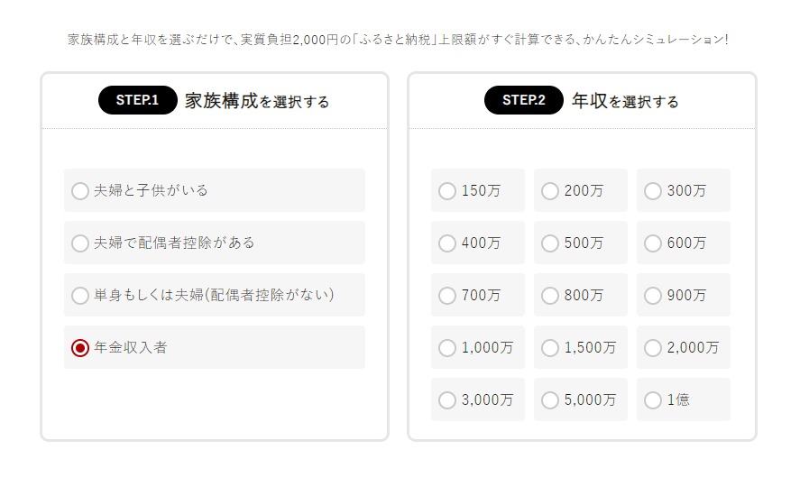 控除上限額かんたんシミュレーション[ふるさとチョイス]
